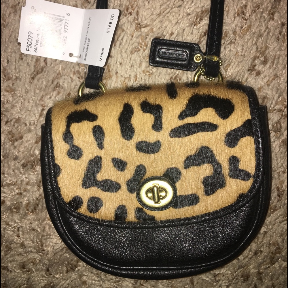 NEW Coach Park Haircalf Mini Crossbody Leopard...